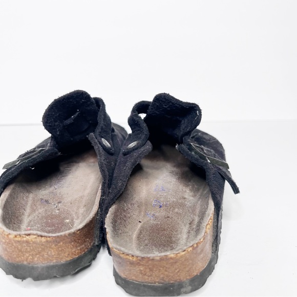 Birkenstock Black Boston Leather Suede Clogs Soft Footbed Size 37 6 Women’s - Picture 3 of 6